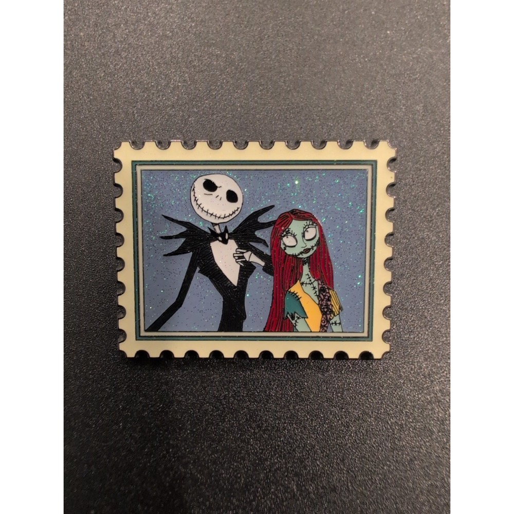 Loungefly Nightmare Before Christmas Stamps Pin Jack & Sally SPECIAL GLITTER